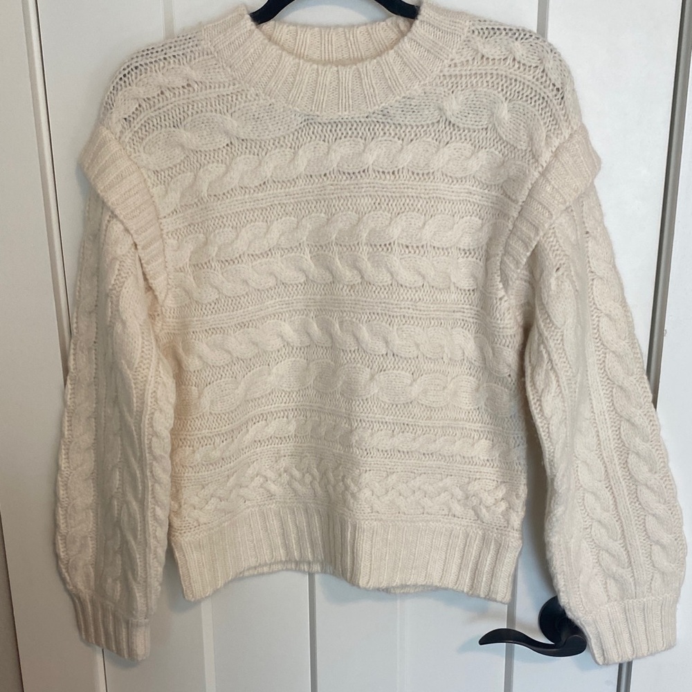 Unsubscribed Elegant Cream Cable Knit 68% Alpaca Sweater